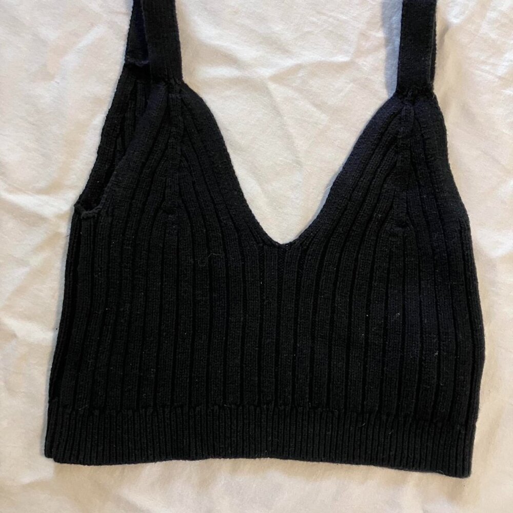Aerie Size XS black ribbed sweater tank top